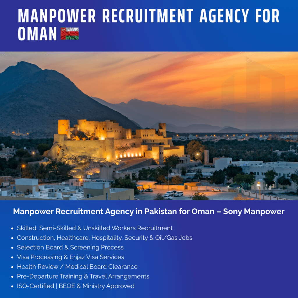 Best Manpower Recruitment Agency in Pakistan – Sony Manpower 7 Recruitment Agency for Oman