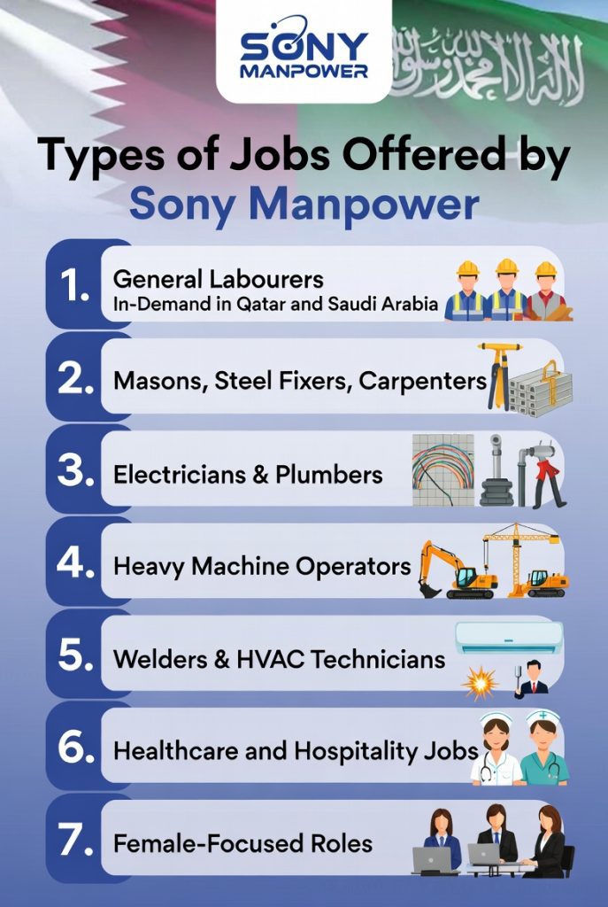 Types of Jobs Offered by Sony Manpower recruitment agency